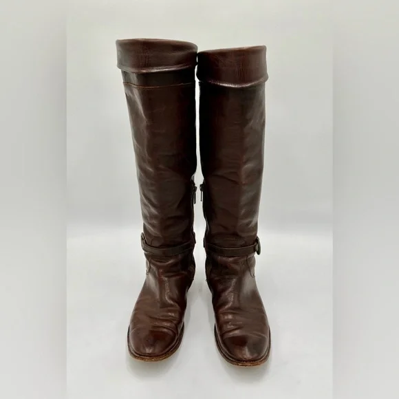 Frye tall dark brown leather riding boots - Picture 3 of 9